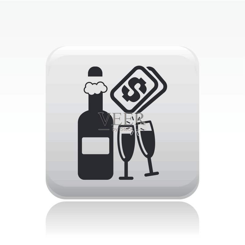 单个香槟酒图标的矢量插图图标素材