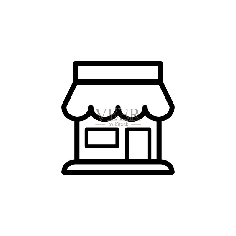 店铺正面图标扁平矢量模板设计潮流图标素材
