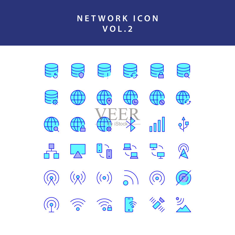 云计算网络轮廓图标集图标素材