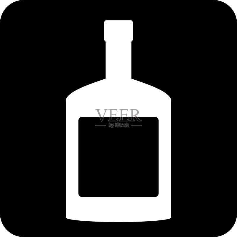 干邑酒瓶按钮图标素材