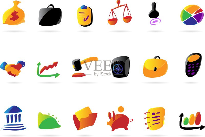 彩色商业金融和法律图标图标素材