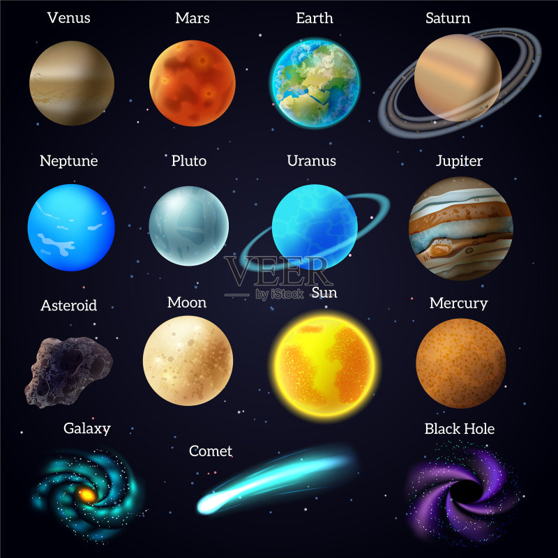宇宙星星行星星系图标集图标素材