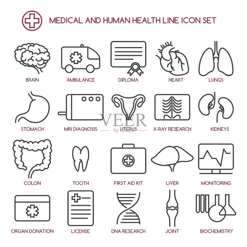 医药与人类健康线性图标图标素材