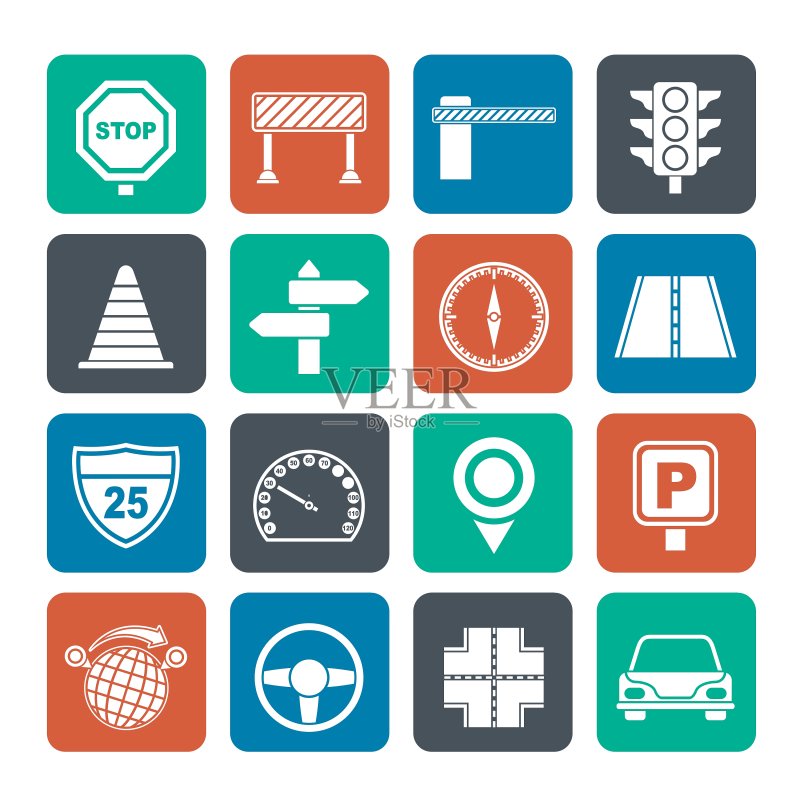 道路和交通图标轮廓图标素材
