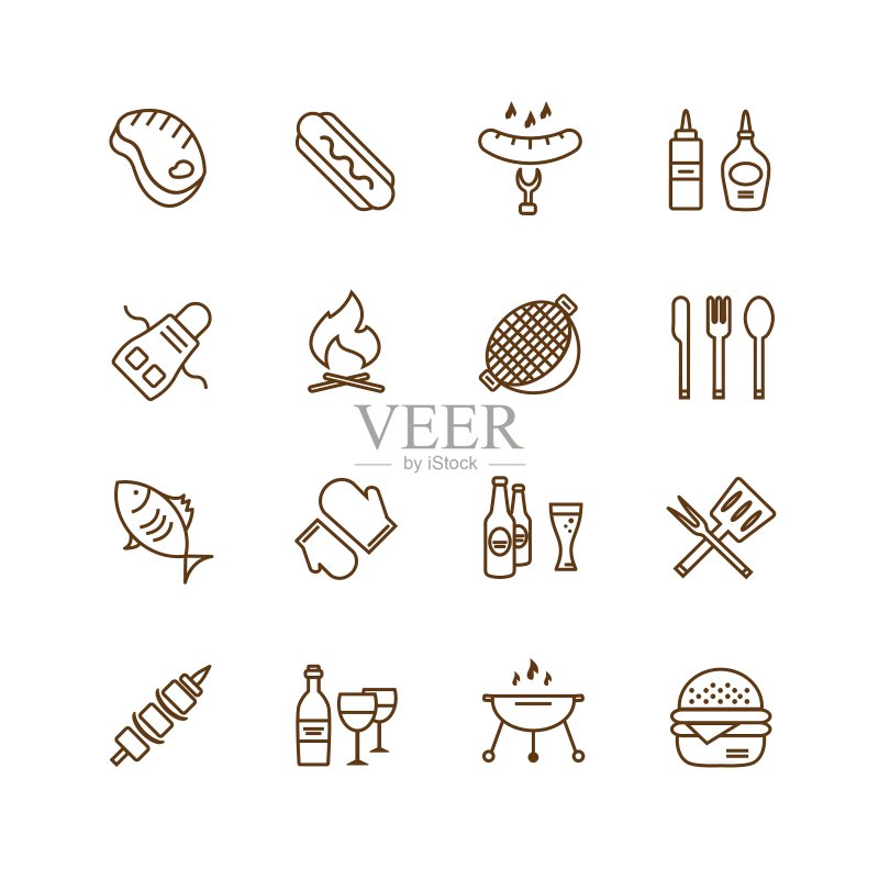 烧烤和美食图标对象合集图标素材