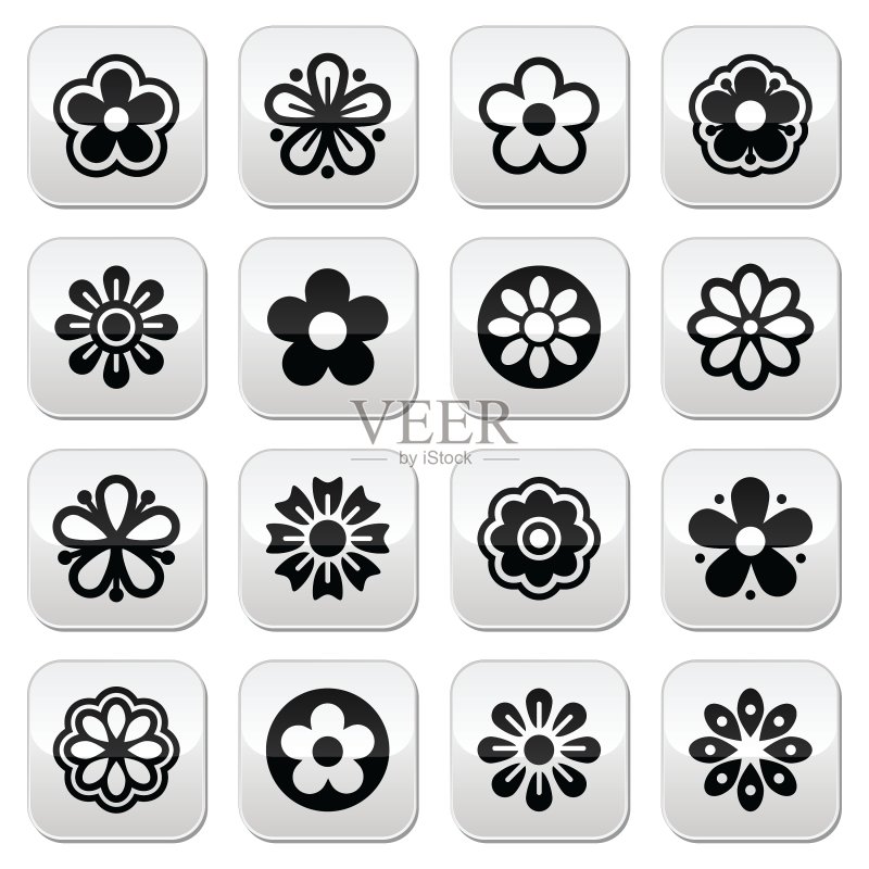 花朵纽扣套装图标素材
