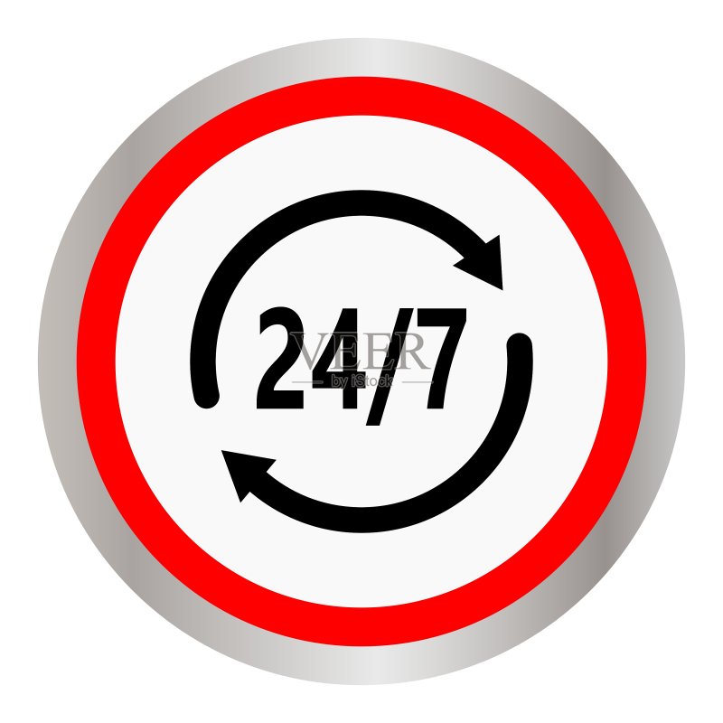 全天候或24小时营业图标素材