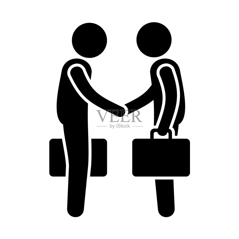 商务男士握手示意图图标素材
