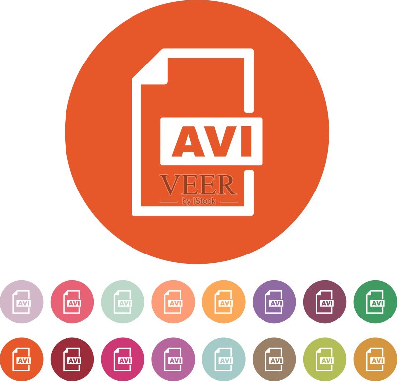 AVI视频文件格式扁平图标图标素材