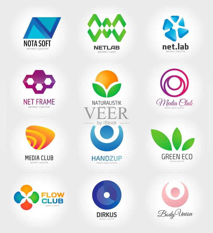 用于品牌推广的抽象Logo模板图标素材