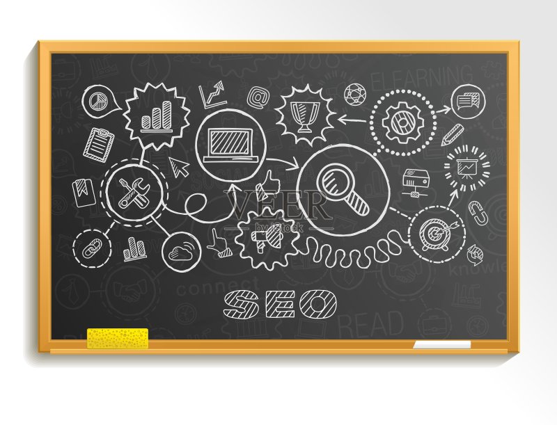 手绘SEO综合图标,以学校为主题图标素材