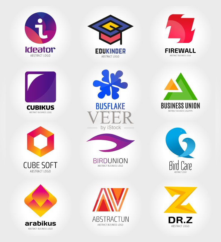 用于品牌推广的抽象Logo模板图标素材