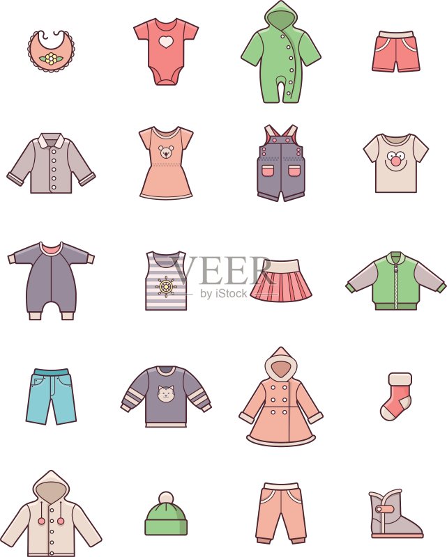 婴儿服装图标集图标素材