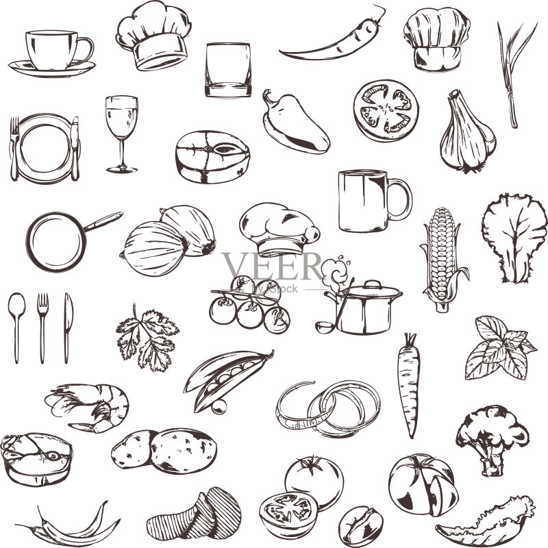 美食图标素描图标素材