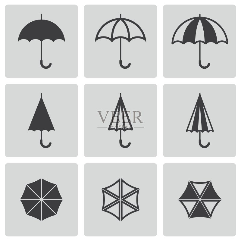 黑色雨伞图标合集图标素材