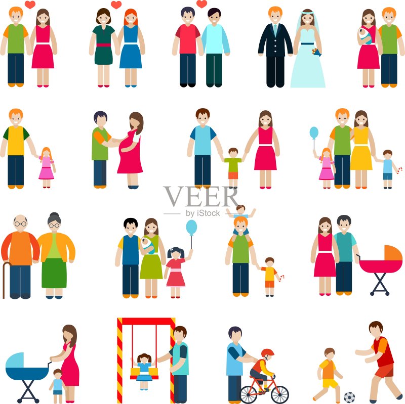 家庭人物图标图标素材