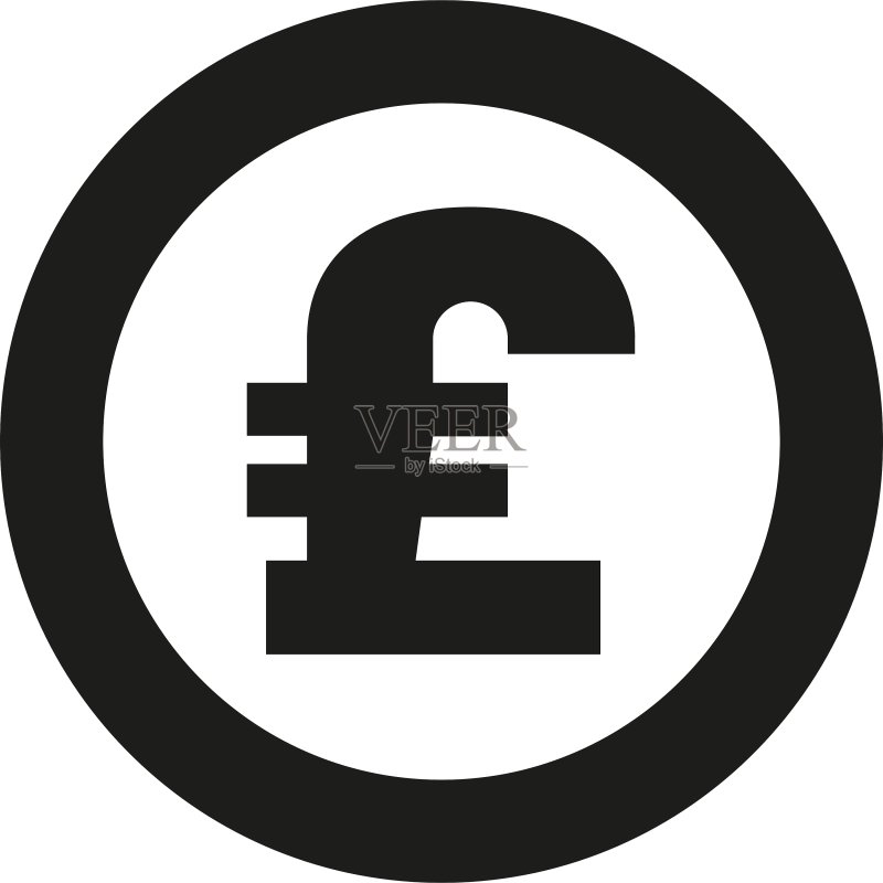 英镑符号:现金与财富图标素材