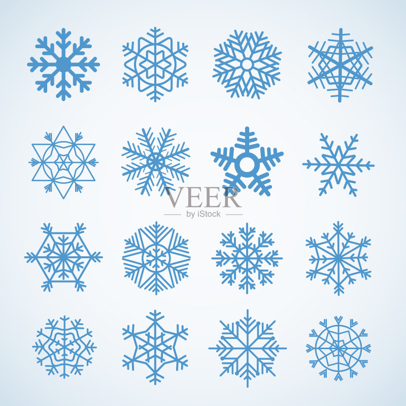 蓝色雪花图案合集图标素材