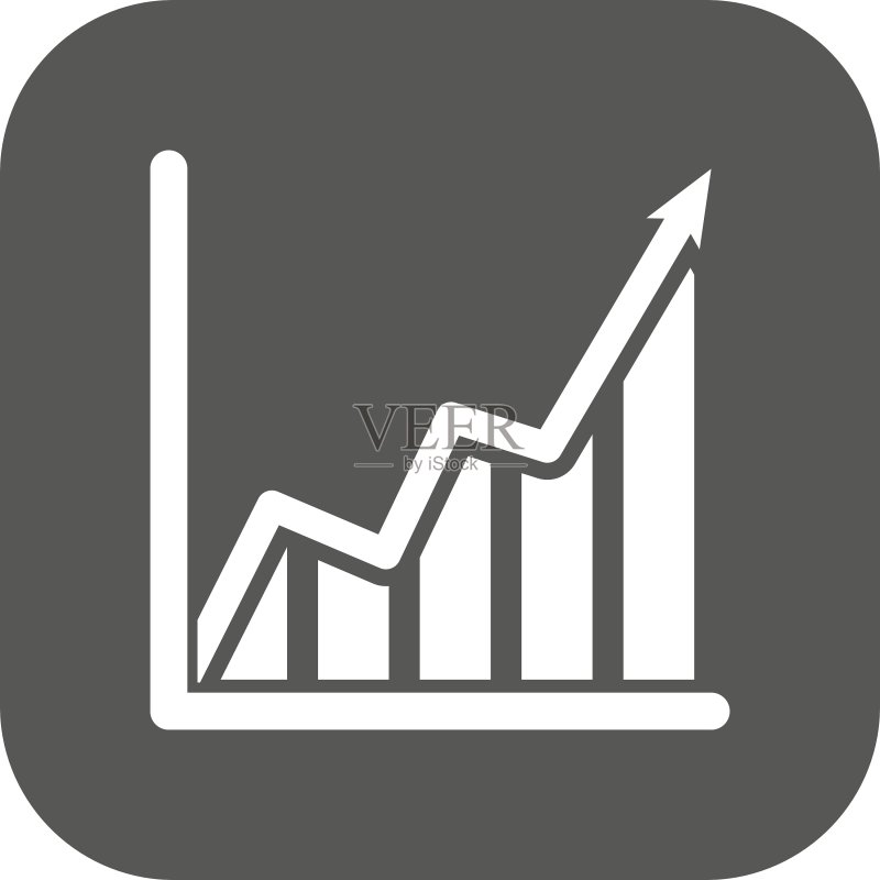 增长图表图标,上升符号扁平设计图标素材