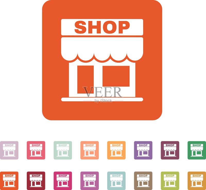 商店图标,店铺标志,扁平风格图标素材