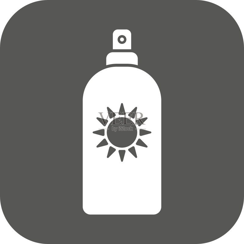 防晒霜图标:防晒符号(扁平风格)图标素材