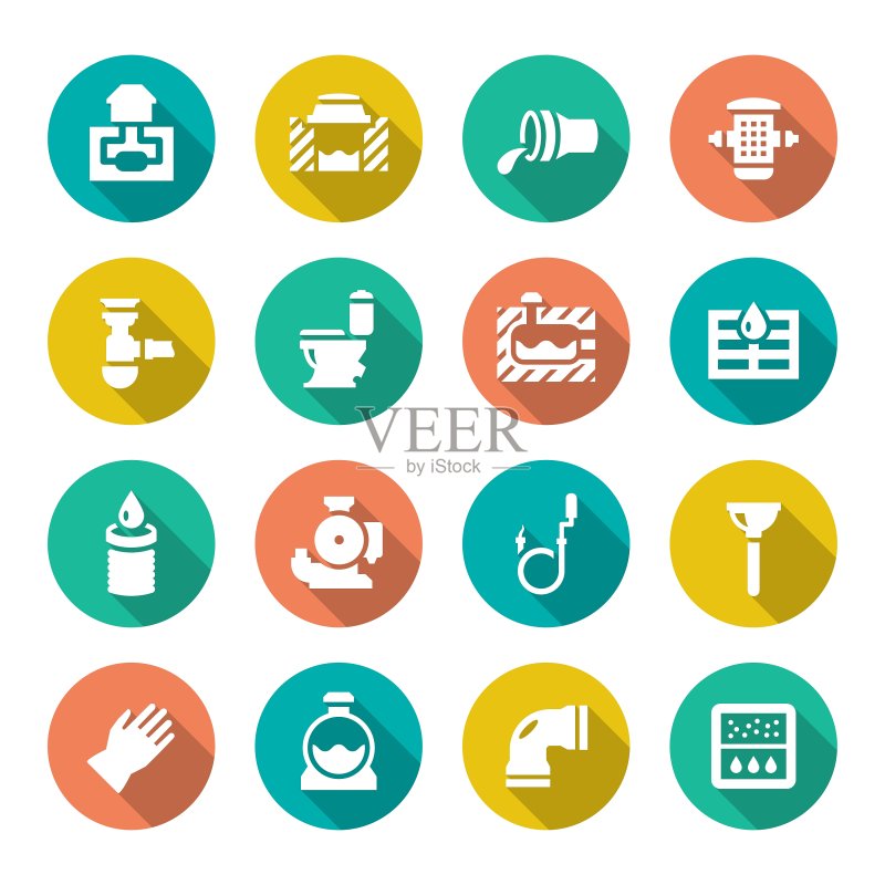 污水处理扁平风格图标图标素材