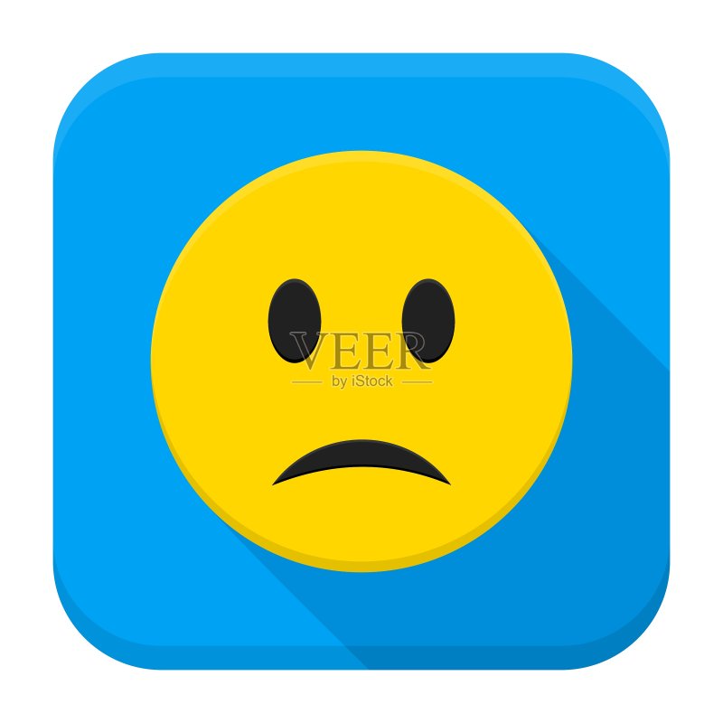 悲伤的黄色笑脸App图标图标素材