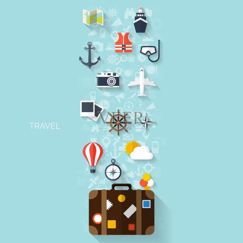 世界旅行概念背景扁平图标图标素材