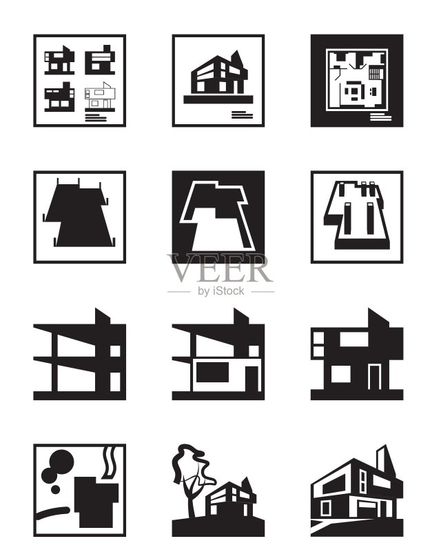 建筑物施工阶段图标素材
