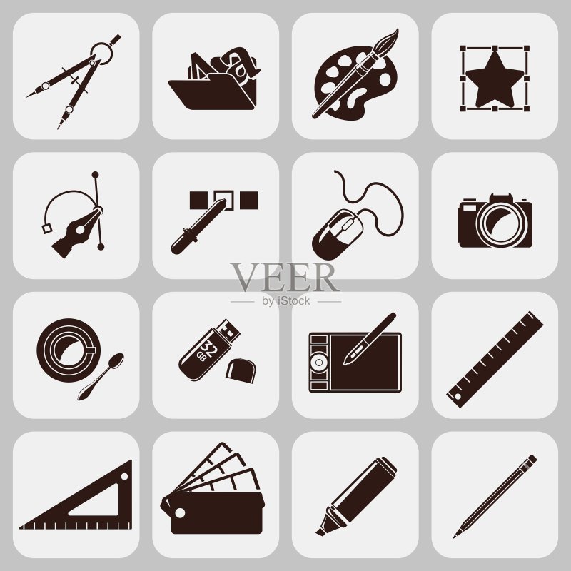 设计师工具黑色图标图标素材