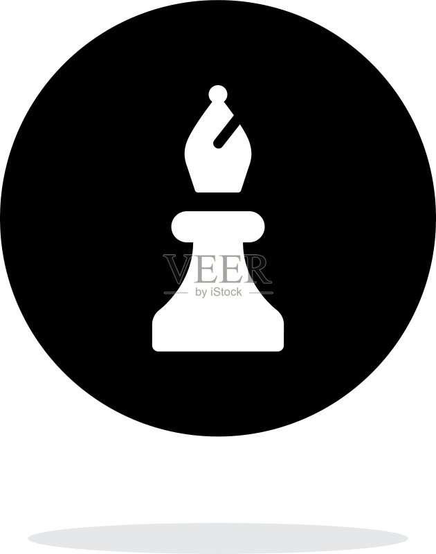 白色背景上的国际象棋主教简易图标图标素材