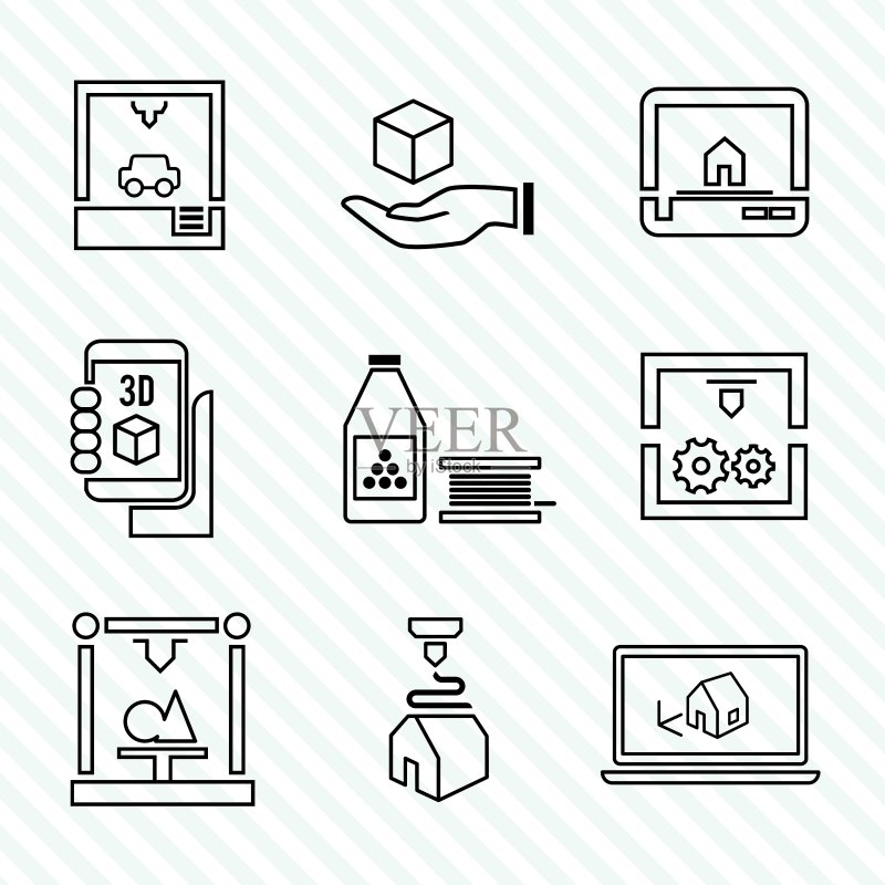 3D打印机图标合集图标素材