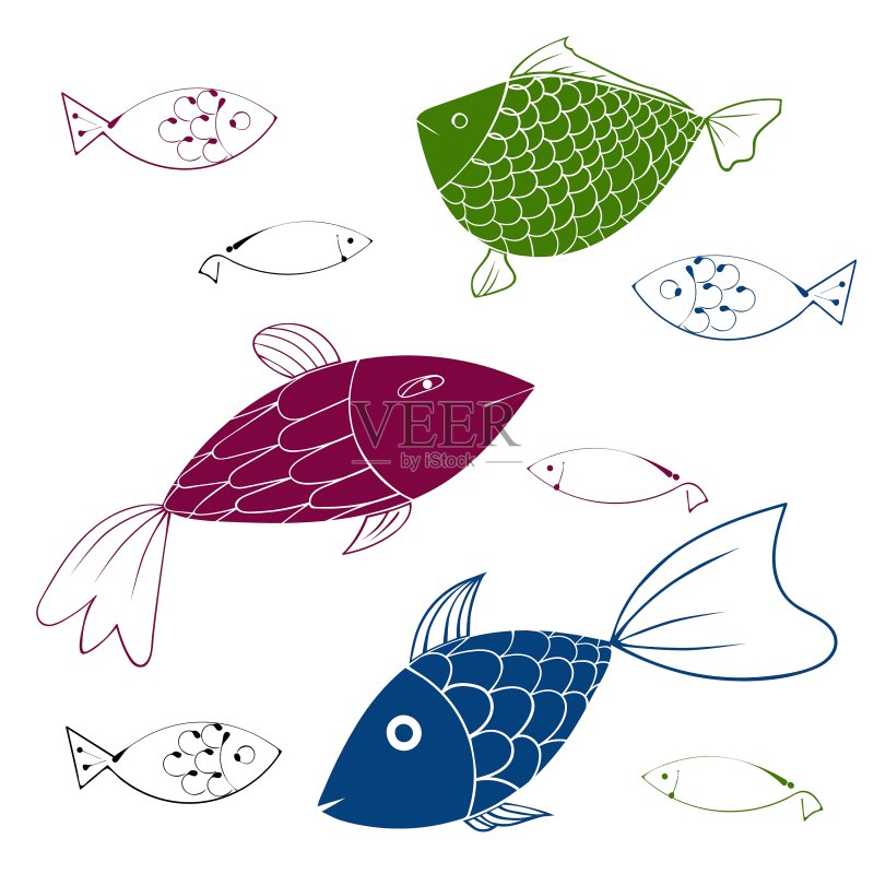 水族箱鱼类图标合集图标素材