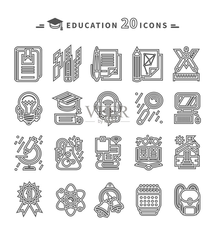 白色背景上的教育图标图标素材