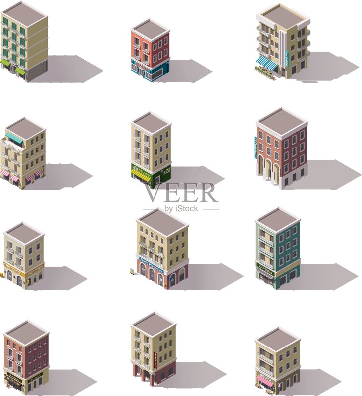 2.5D建筑合集图标素材