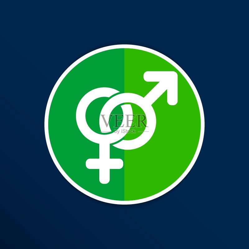 白色背景上隔离的男女标志图标素材