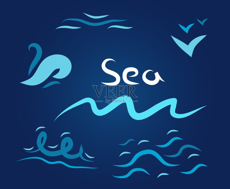 夜间海浪图标素材