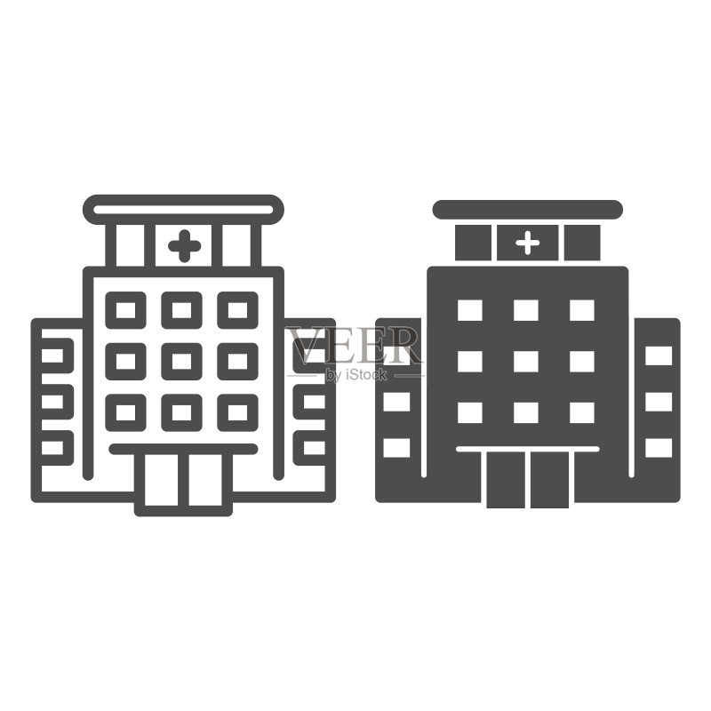医院建筑线条图标图标素材