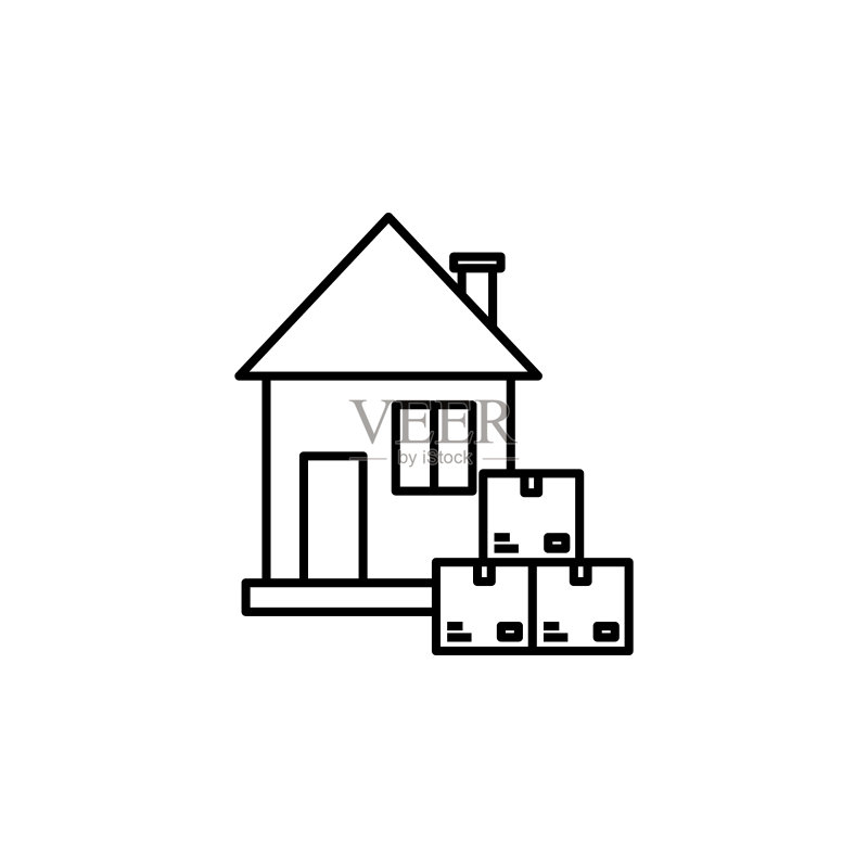 白色背景上的房屋线条图标图标素材