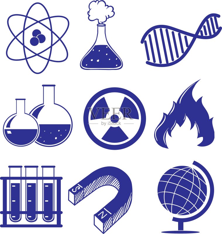 不同科学图像的涂鸦设计图标素材
