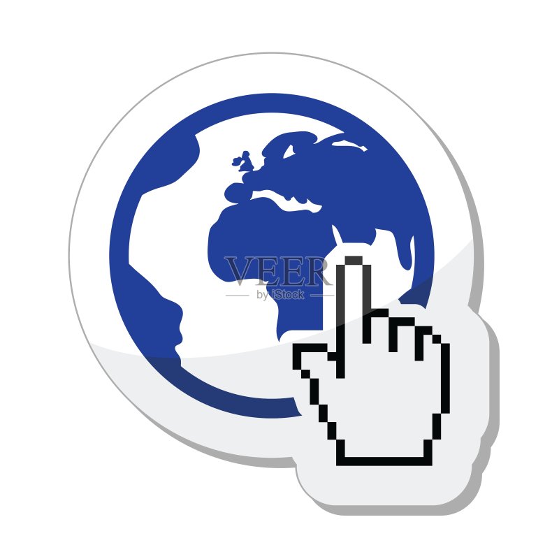 带有光标手的地球仪图标图标素材
