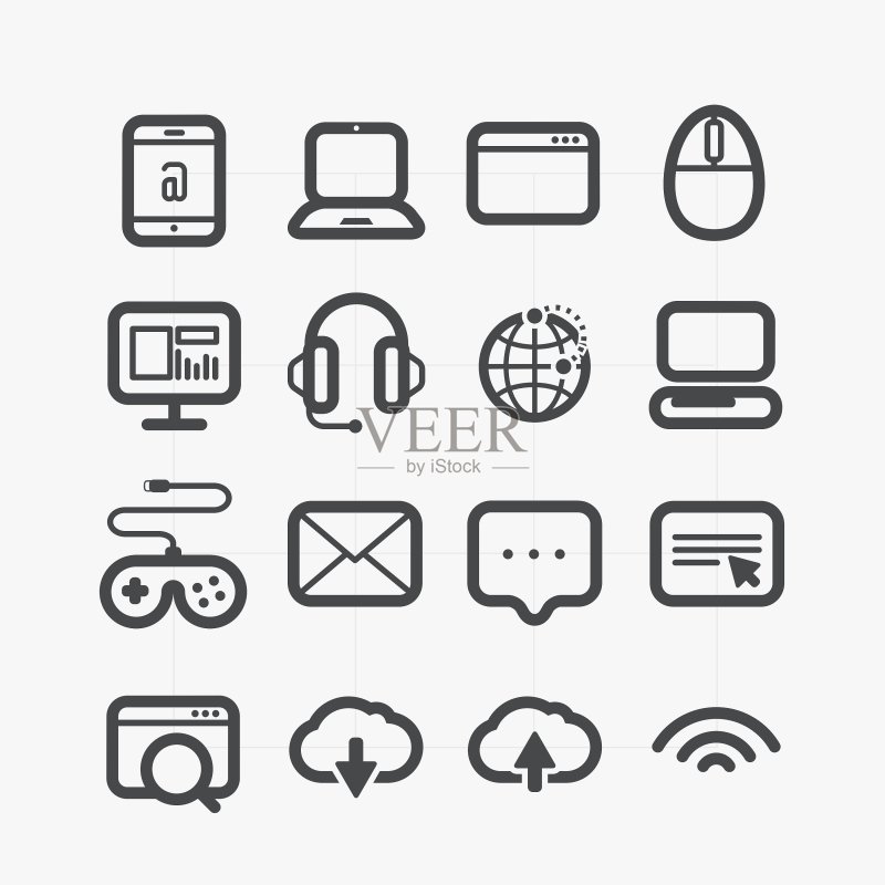 具有圆角的各种Web图标集图标素材