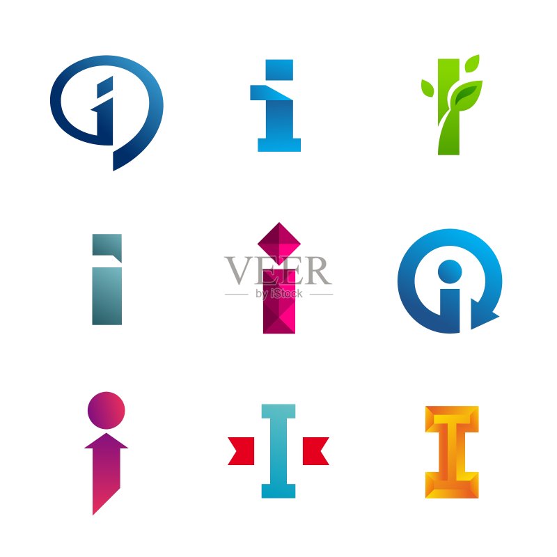 字母I logo图标设计模板图标素材