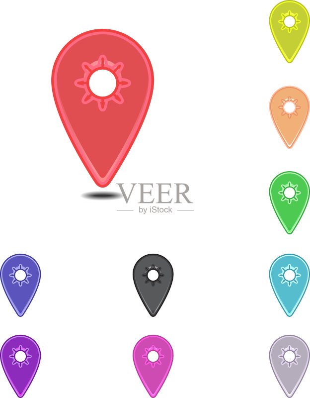 彩色地图图钉图标素材