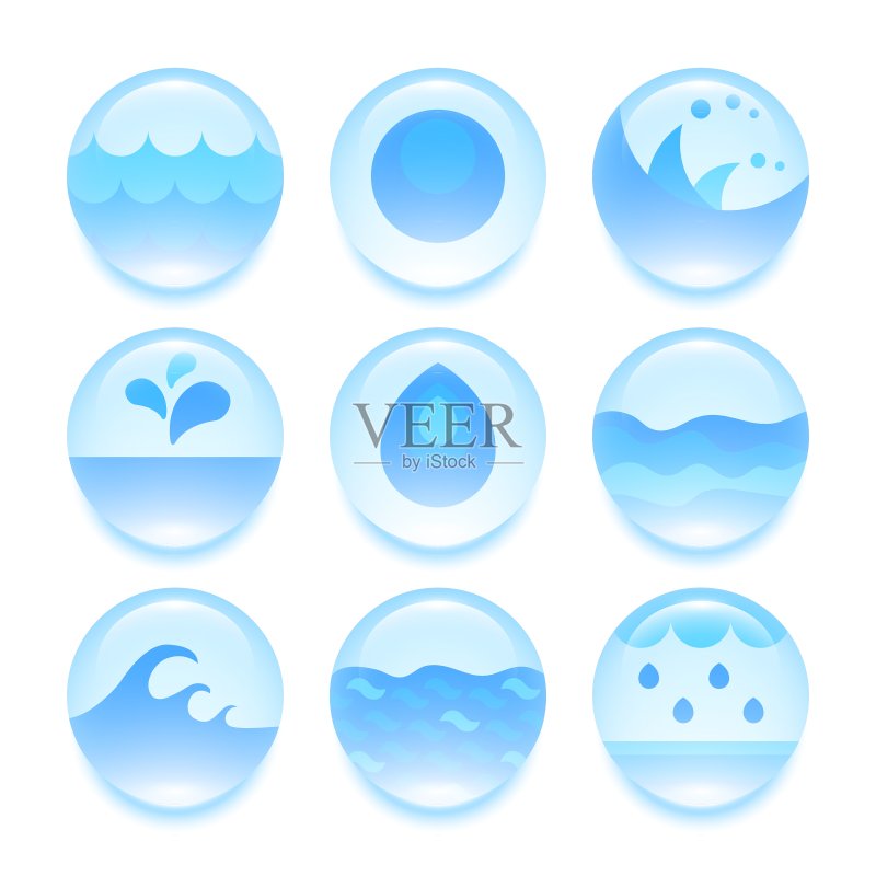 抽象扁平水图标合集图标素材
