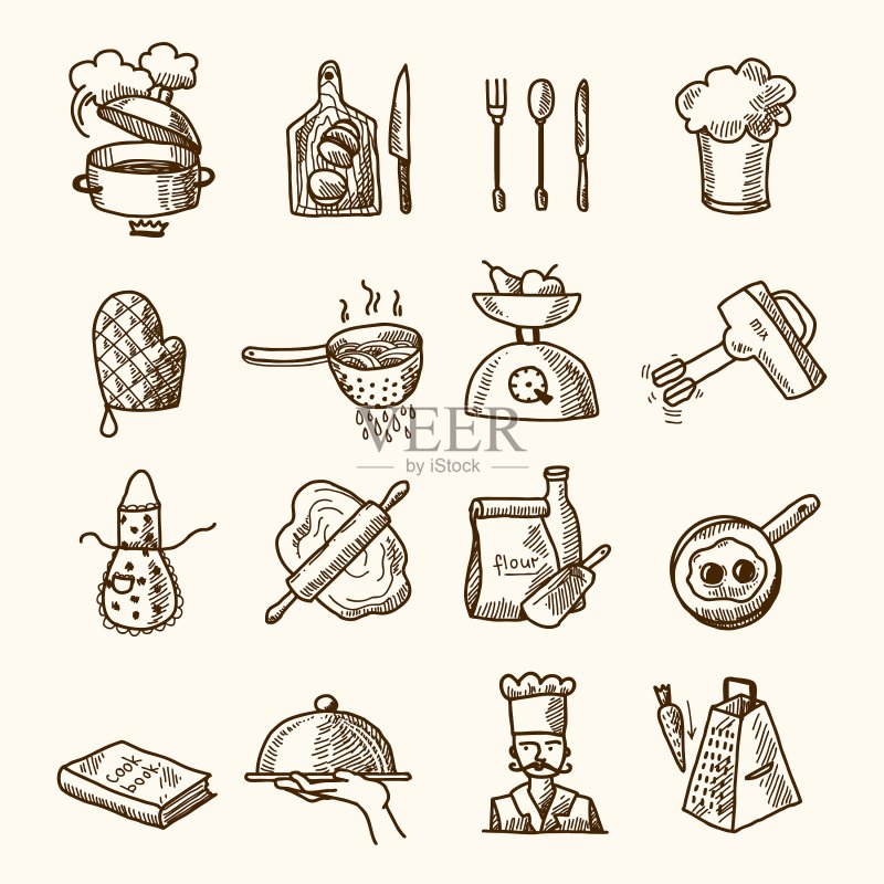 烹饪图标素描图标素材