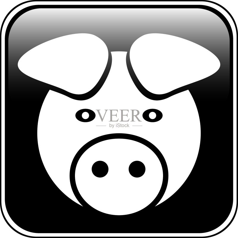 小猪图案按钮图标素材