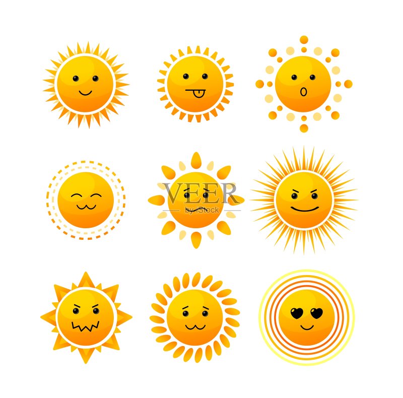 太阳笑脸图标集图标素材