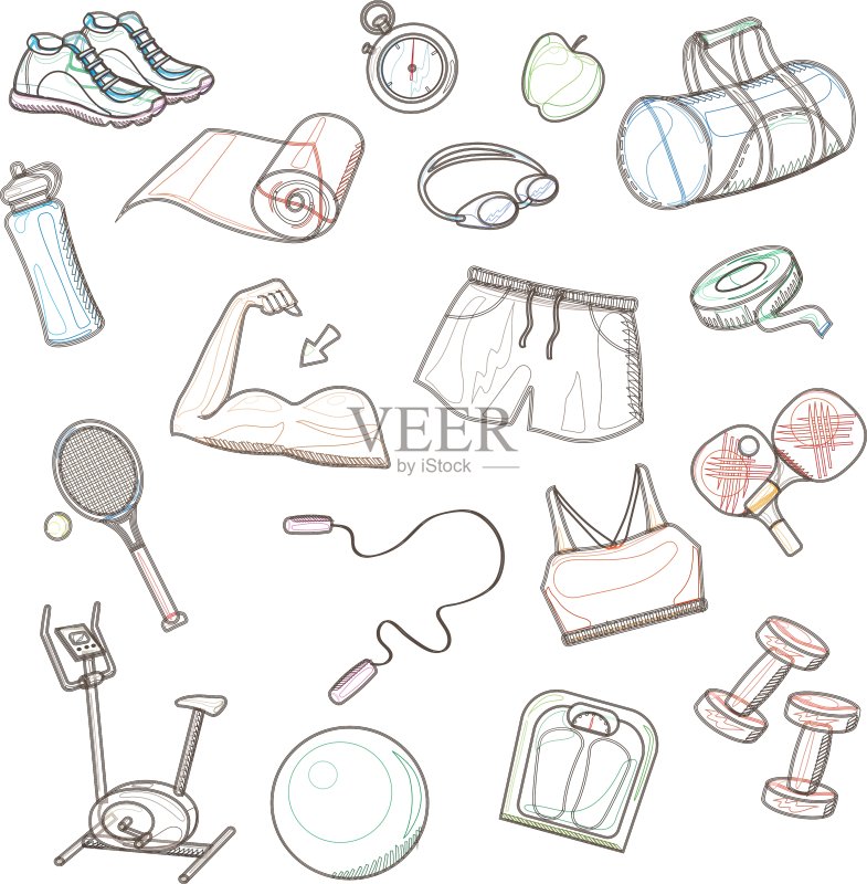 手绘运动涂鸦合集图标素材