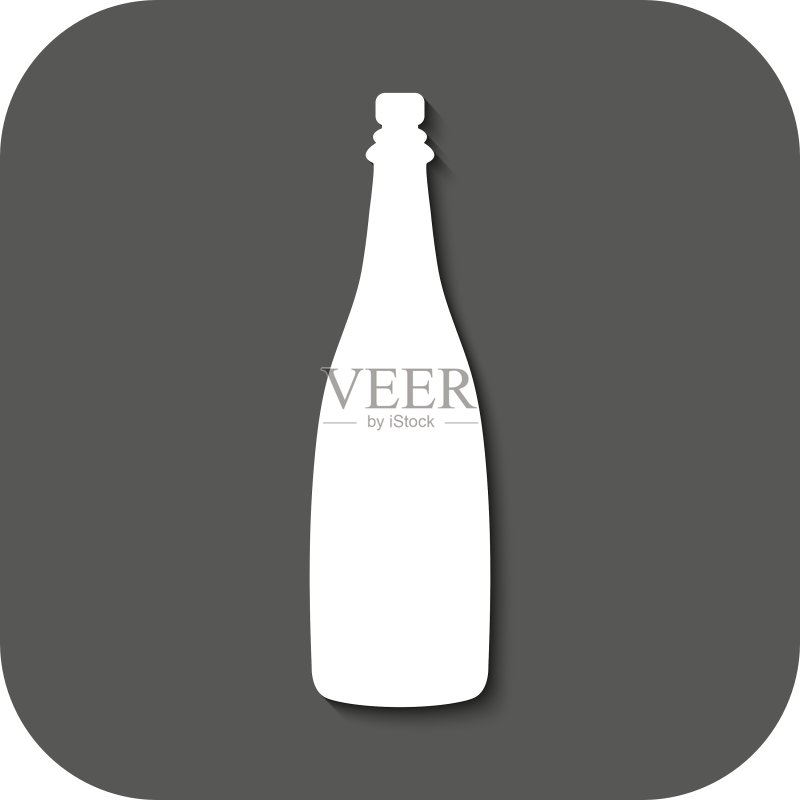 香槟图标:葡萄酒标志(扁平风格)图标素材
